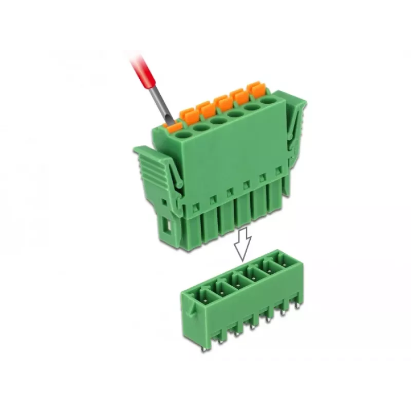 Conjunto de blocos de terminais Delock para placa 6 polos 3,81 mm passo vertical (65972)
