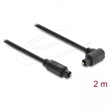 Delock Cabo TOSLINK, ficha angular 90° para ficha reta, 4 mm de diâmetro, 2 m, preto