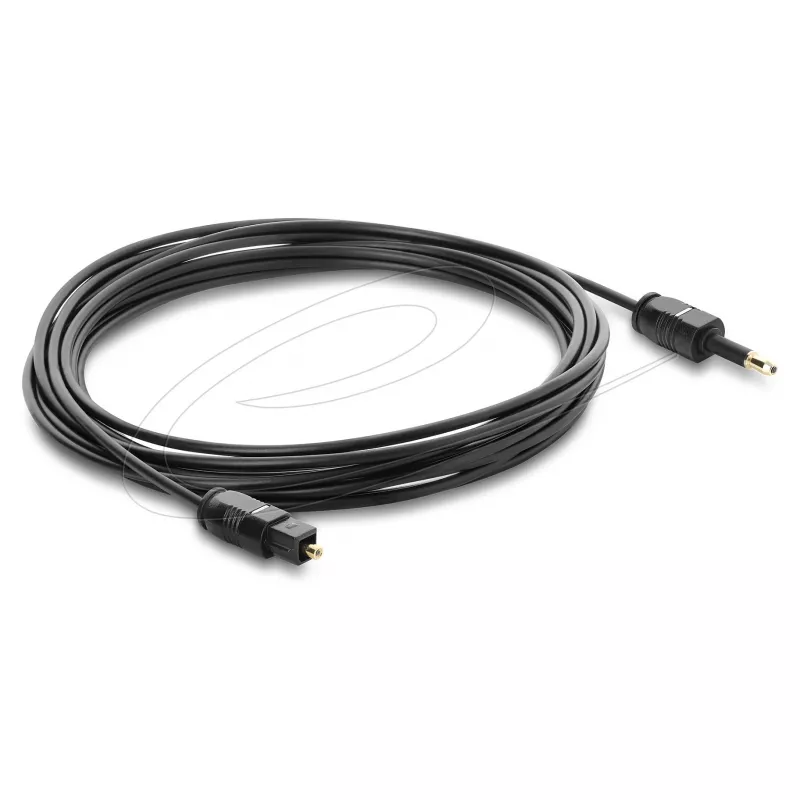 Delock cabo TOSLINK Mini TOSLINK ficha de 3,5 mm para ficha TOSLINK, Ø 2,2 mm, 5 m, preto