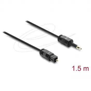 Cabo TOSLINK Delock Mini TOSLINK ficha de 3,5 mm para ficha TOSLINK, Ø 2,2 mm, 1,5 m, preto