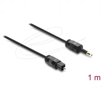 Cabo TOSLINK Delock Mini TOSLINK ficha de 3,5 mm para ficha TOSLINK, Ø 2,2 mm, 1 m, preto