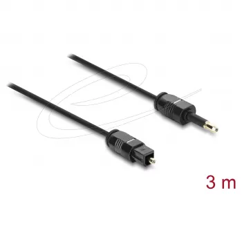 Delock cabo TOSLINK Mini TOSLINK ficha 3,5 mm para ficha TOSLINK, Ø 2,2 mm, 3 m, preto