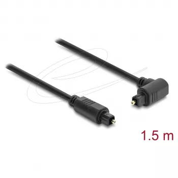 Delock Cabo de Áudio Ótico Digital TOSLINK, 90° Angular para Reto, 1,5 m, 4 mm, Preto