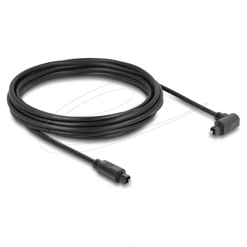 Delock Cabo de áudio ótico TOSLINK 5m, ficha angular de 90° para ficha reta, 4mm, preto