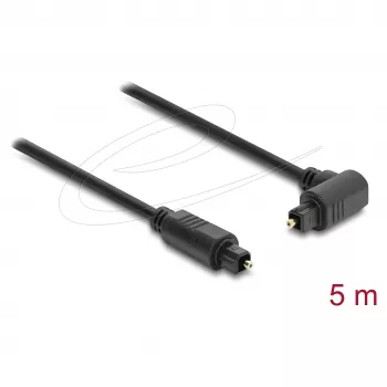 Delock Cabo de áudio ótico TOSLINK 5m, ficha angular de 90° para ficha reta, 4mm, preto