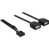 Cabo adaptador Delock USB 2.0 pin header para 2 conectores fêmea Type-A, 40 cm 83823