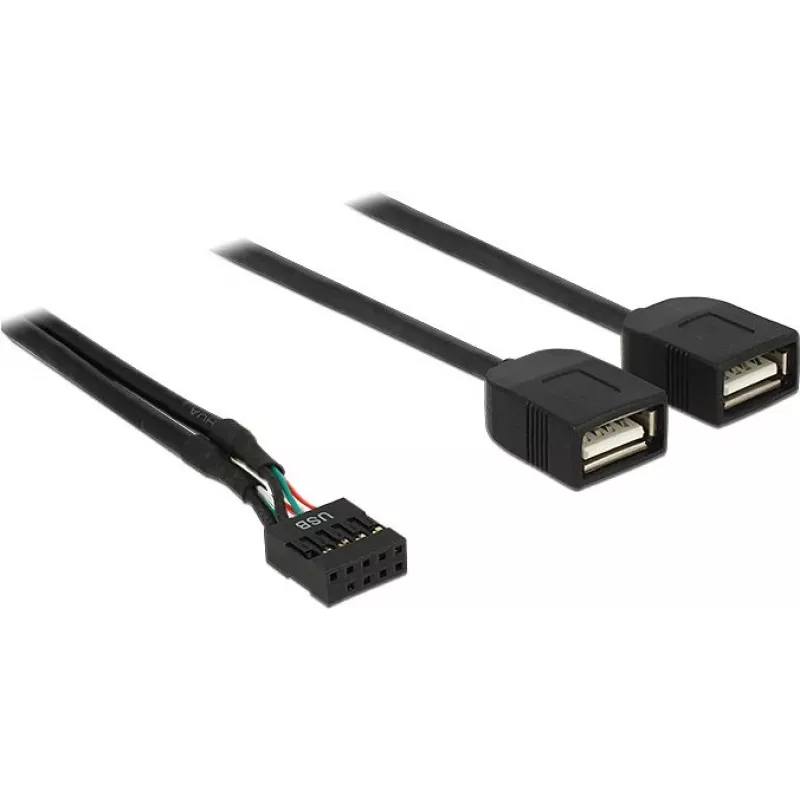 Cabo adaptador Delock USB 2.0 pin header para 2 conectores fêmea Type-A, 40 cm 83823