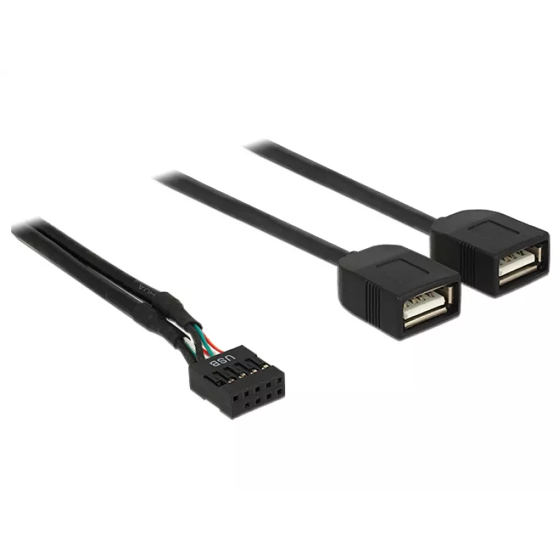 Cabo adaptador Delock USB 2.0 pin header para 2 conectores fêmea Type-A, 40 cm 83823
