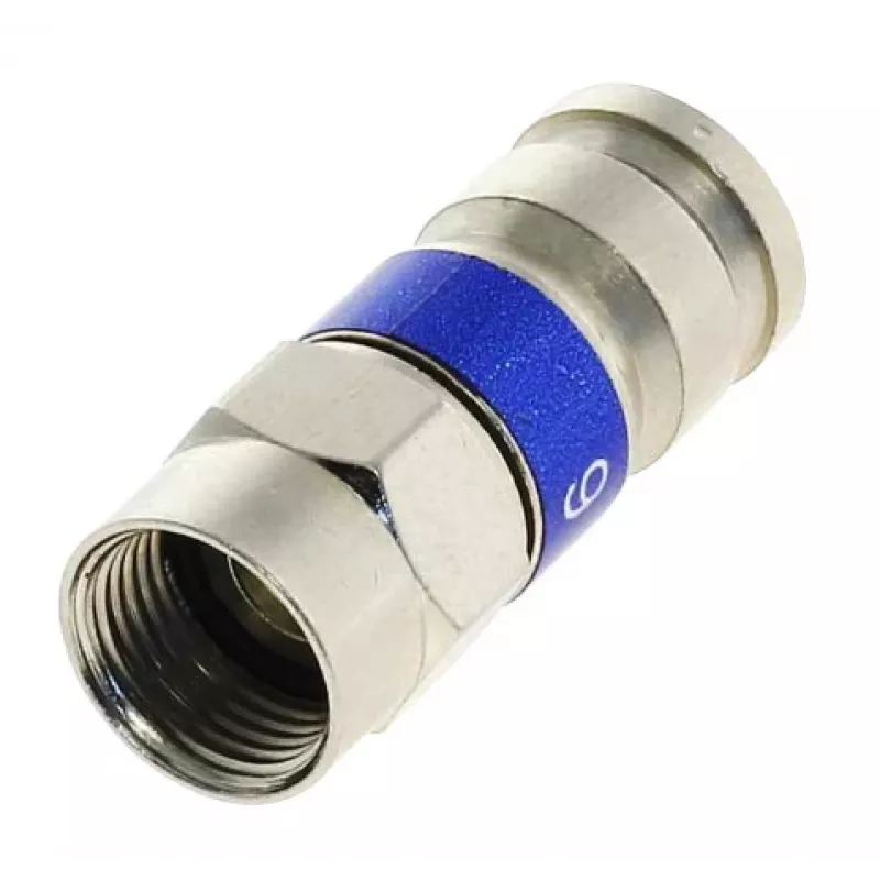 DELTA Ficha de compressão tipo F para cabo coaxial RG-6, latão niquelado, 75 Ohm, resistente às intempéries