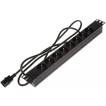 PDU de rack 1U com 8 tomadas DELTA PD-8/R/IEC-N, IEC C13, 10A, 250V, preto