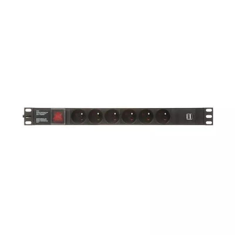 Extensão elétrica DELTA 6 tomadas Schuko PD-6/R-USB