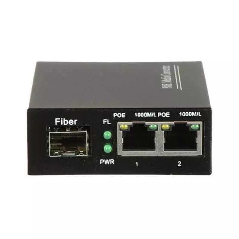DELTA SPS-2P/1SFP switch industrial PoE+, 2 Gigabit RJ45 + 1 SFP, orçamento 60W, calha DIN