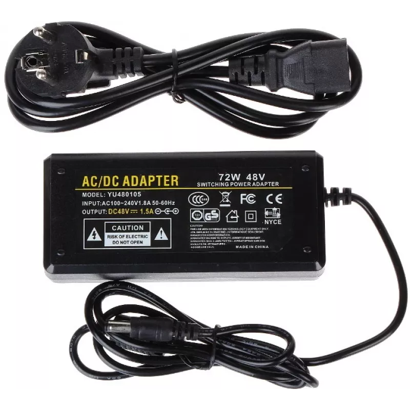 Fonte de alimentação comutada DELTA 48V 1,5A 72W com ficha DC de 5,5mm x 2,1mm