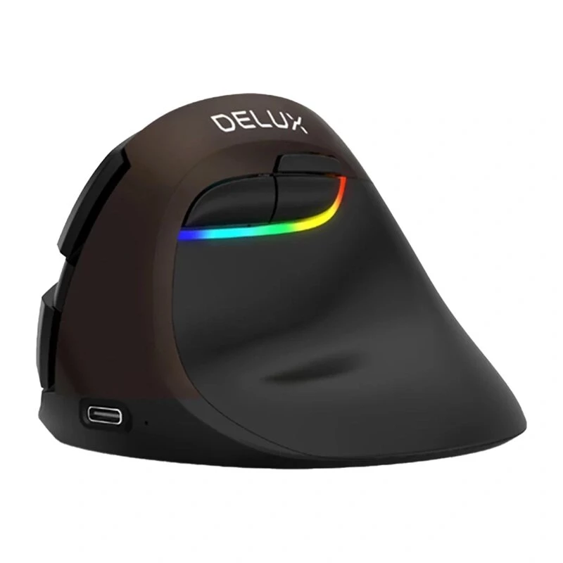 Delux M618 Mini Gold Rato Ergonómico - 2.4G / Bluetooth 5.0 / USB-C, 4000 DPI, vertical para destros