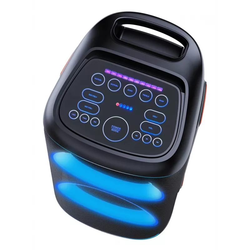 Coluna de festa Bluetooth Denver BPS-470 com karaoke, 2000W PMPO, 20W RMS, luzes LED, rádio FM, TWS, incl. microfone, preto