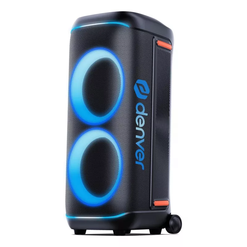 Coluna de festa Bluetooth Denver BPS-470 com karaoke, 2000W PMPO, 20W RMS, luzes LED, rádio FM, TWS, incl. microfone, preto
