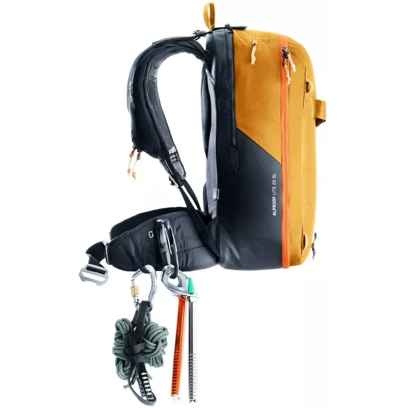 Mochila com airbag de avalanche Deuter Alproof Lite 20 SL + Wash Center I necessaire Conjunto - Cinnamon/Preto & Raisin/Caspia