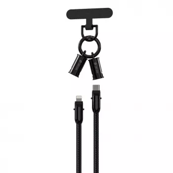 Devia Cabo USB-C para Lightning Lanyard 2 em 1 1,2m 27W Preto