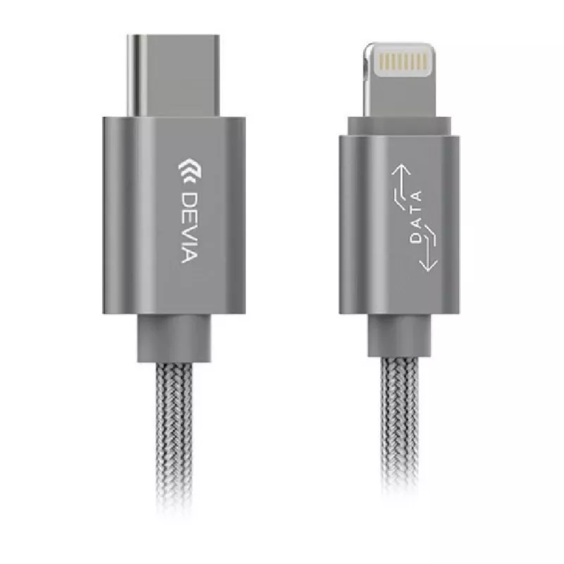 Cabo USB-C para Lightning Devia Gracious 1m cinzento