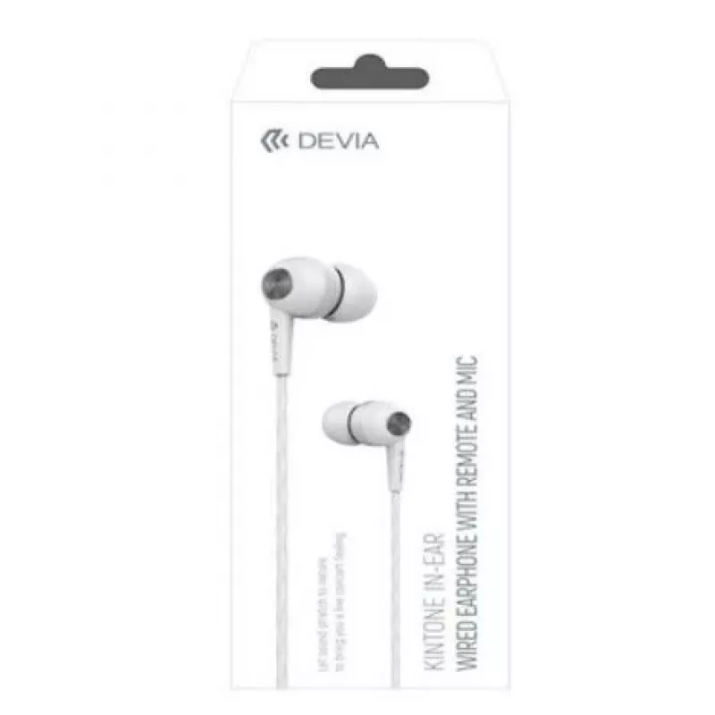 Devia Kintone Auscultadores com fios com ficha jack de 3,5 mm, branco
