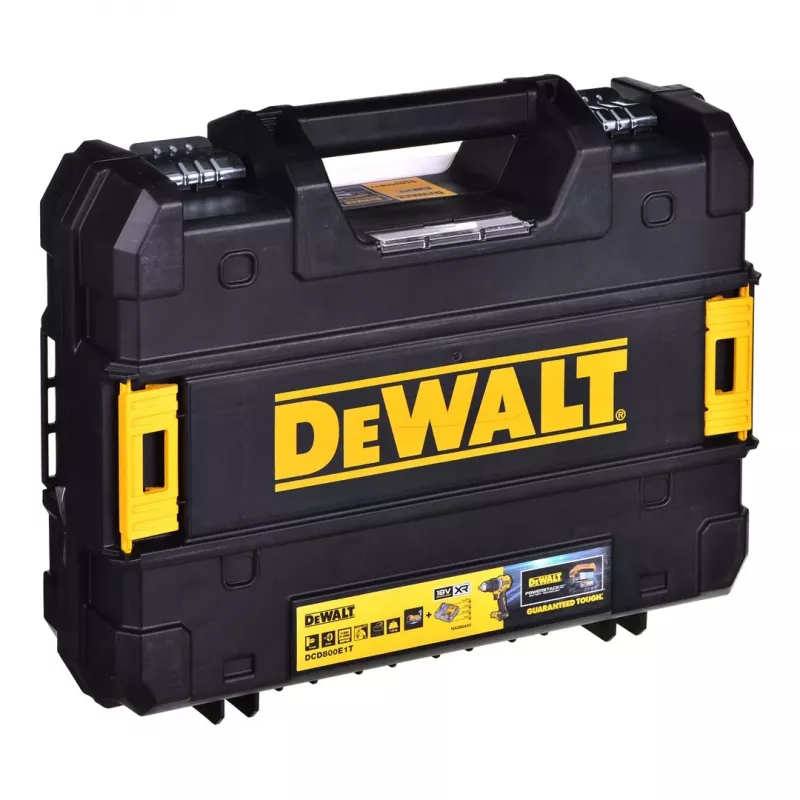 DEWALT 18V POWERSTACK Berbequim combinado sem escovas DCD800E1T 90Nm 1x1,7Ah TSTAK