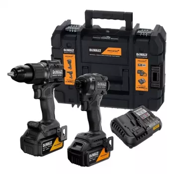 DEWALT DCK2222MM2T-QW 18V XR conjunto twin pack sem escovas aparafusadora de percussão e chave de impacto com 2x4.0Ah baterias, carregador, mala TSTAK II
