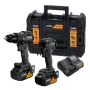 DEWALT DCK2222MM2T-QW 18V XR conjunto twin pack sem escovas aparafusadora de percussão e chave de impacto com 2x4.0Ah baterias, carregador, mala TSTAK II