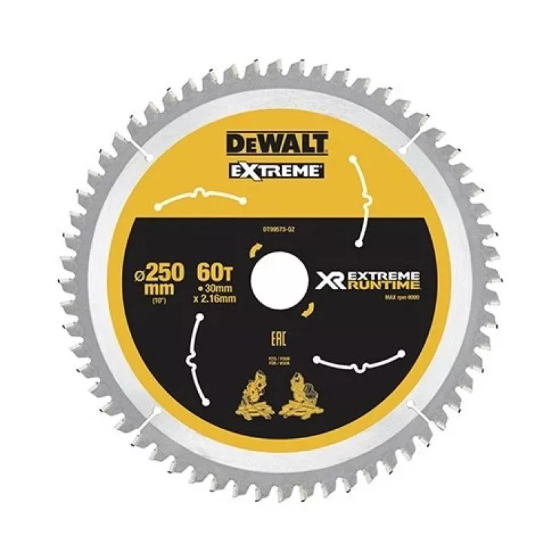 Disco de serra DEWALT DT99573 250 mm 60 dentes TCT corte fino para madeira, contraplacado, MDF, aglomerado