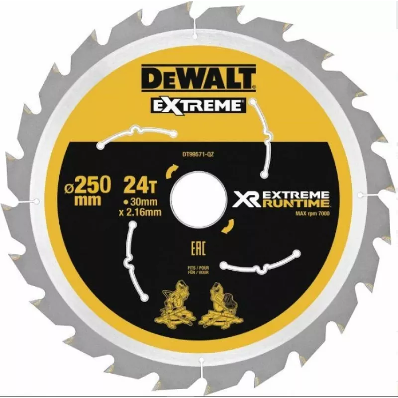 Disco de serra DEWALT DT99573 250 mm 60 dentes TCT corte fino para madeira, contraplacado, MDF, aglomerado