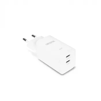 Carregador de parede GaN DICOTA 2 portas 45W, duplo USB-C, branco