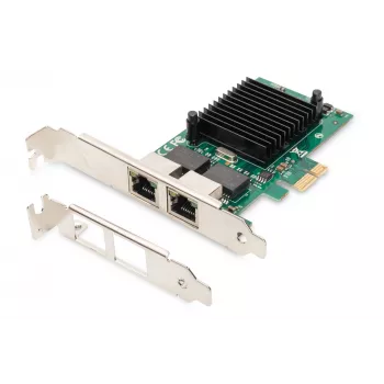 DIGITUS Placa de rede Gigabit Ethernet 2 portas, RJ45, PCI Express, Chipset Intel I210-AT (DN-1013-2)