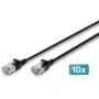 Cabo patch slim DIGITUS CAT 6A F-FTP, 2 m, preto, pack de 10