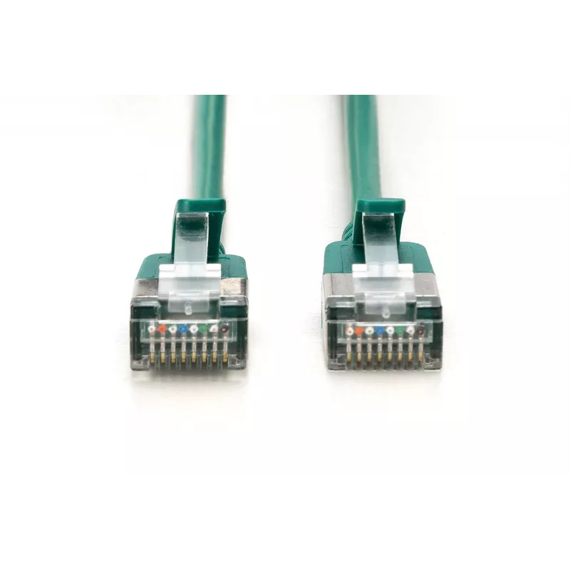 Cabo patch slim DIGITUS CAT 6A F-FTP, 2 m, verde, pack de 10, 10GBase-T, LSZH, RJ45 banhado a ouro