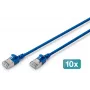 DIGITUS Cabo de Patch Slim CAT 6A F/FTP, 3 m, Azul, pack de 10, LSZH, RJ45, 10 Gbps