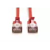 Cabo patch slim DIGITUS CAT 6A F-FTP, 3 m, Vermelho, pack de 10, LSZH, 10 Gbit/s, 500 MHz