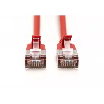 Cabo patch slim DIGITUS CAT 6A F-FTP, 3 m, Vermelho, pack de 10, LSZH, 10 Gbit/s, 500 MHz