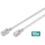 Cabo patch slim DIGITUS CAT 6A F-FTP, 5 m, cinzento, pack de 10, Cat6a, F/FTP, RJ-45, LSZH
