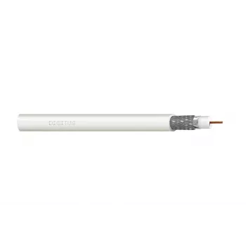 Cabo coaxial DIGITUS RG-6, 75 Ohm, dupla blindagem (2x folha + 77% malha), Eca, PVC, 100 m, branco