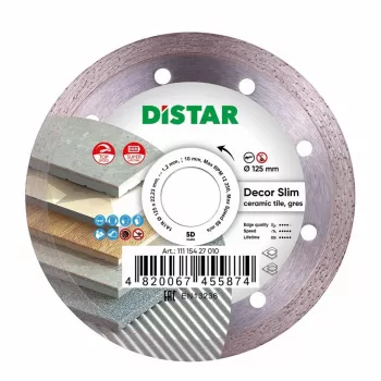 Disco de corte diamantado DISTAR DÉCOR SLIM 125 x 1.2 x 8 x 22.23mm