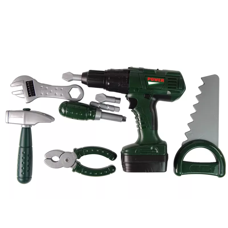 Kit DIY organizador com aparafusadora a pilhas verde 13473 Lean Toys
