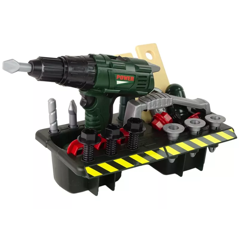 Kit DIY organizador com aparafusadora a pilhas verde 13473 Lean Toys