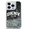 DKNY Capa rígida Liquid Glitter Big Logo para Apple iPhone 15 Pro 6,1 polegadas preta