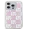 DKNY Capa rígida com glitter líquido e multilogo para Apple iPhone 15 Pro Max 6,7 polegadas, rosa