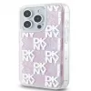DKNY Capa rígida com glitter líquido e multilogo para Apple iPhone 15 Pro Max 6,7 polegadas, rosa