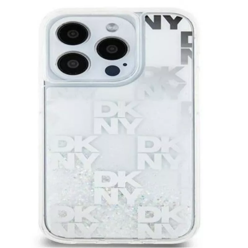 Capa rígida DKNY para Apple iPhone 15 Pro Max 6,7 polegadas Liquid Glitter Multilogo Branco