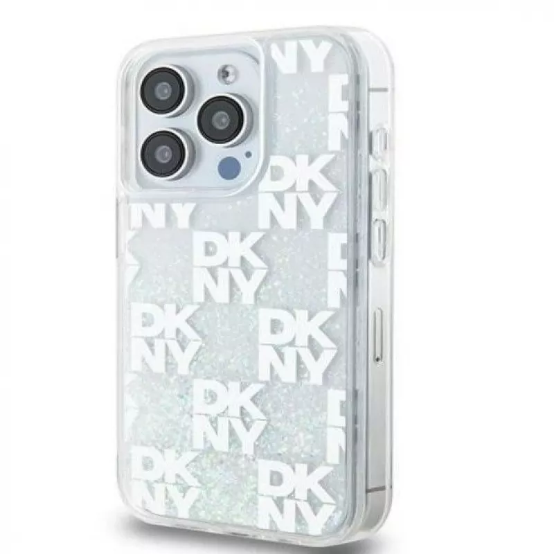 Capa rígida DKNY para Apple iPhone 15 Pro Max 6,7 polegadas Liquid Glitter Multilogo Branco