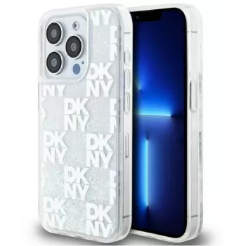 Capa rígida DKNY para Apple iPhone 15 Pro Max 6,7 polegadas Liquid Glitter Multilogo Branco