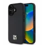 DKNY Capa em pele PU com padrão repetido e logótipo empilhado para Apple iPhone 16 Plus, MagSafe, preta