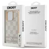 DKNY Capa para iPhone 16 Pro com padrão xadrez e riscas impressas - rosa