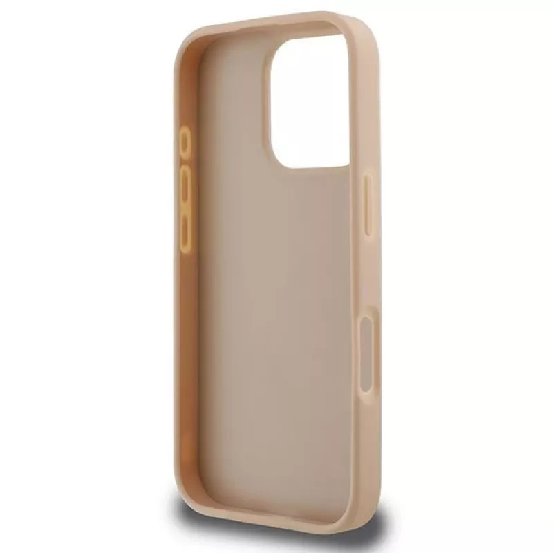 DKNY Capa para iPhone 16 Pro com padrão xadrez e riscas impressas - rosa